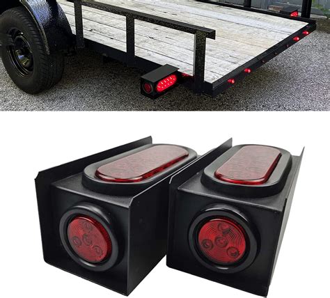 steel trailer square tail light mounting boxes|trailer light protective housing.